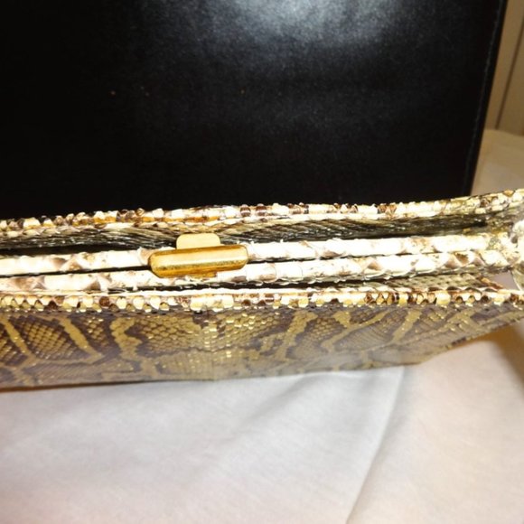 SNAKESKIN LEATHER HANDBAG-(NO LABLEL BUT I THINK ITS HELENE ARPEL) - Picture 5 of 6
